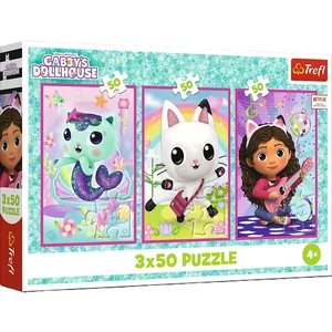 Puzzle Koci Domek Gabi Poznajcie Gabby i kotki 3 x 50