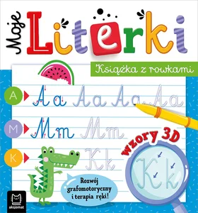 Moje literki Książka z rowkami Wzory 3D Zabawy grafomotoryczne, terapia ręki