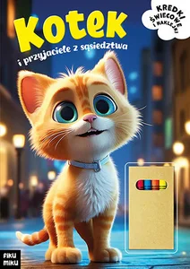 Kotek i przyjaciele z sąsiedztwa Kredki świecowe i naklejki