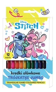 Kredki ołówkowe trójkątne Jumbo 12 kolorów Stitch Kredki ołówkowe trójkątne Jumbo 12 kolorów Stitch