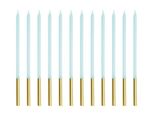 Świeczki urodzinowe gładkie błękitne 14cm 12szt