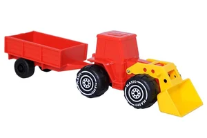 PLASTO Traktor z ładowaczem i przyczepką 34 cm Czerwono-żółty