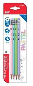 Ołówek z gumką HB 4szt pastel