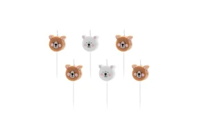 Świeczki urodzinowe Miś mix 3cm 6szt