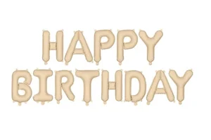 Balon foliowy Happy Birthday 340x35cm beż