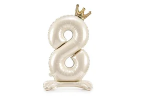 Stojący balon foliowy cyfra 8 84cm jasny krem Stojący balon foliowy cyfra 8 84cm jasny krem