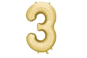 Balon foliowy cyfra 3 86cm złoty