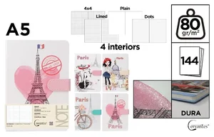 Notatnik A5/144K magnes Paris MIX