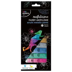 Farby akrylowe metaliczne Kidea 12x12ml Farby akrylowe metaliczne Kidea 12x12ml