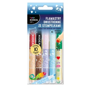Flamastry dwustronne ze stempelkami Kidea 10 kolorów Flamastry dwustronne ze stempelkami Kidea 10 kolorów