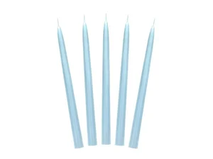 Świeca stożkowa matowa błękitna 24cm 10szt