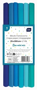 Bibuła marszczona Sea mini mix 6szt 200x25cm