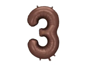 Balon foliowy cyfra 3 86cm mocca Balon foliowy cyfra 3 86cm mocca