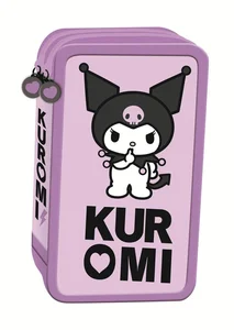 Piórnik szkolny potrójny z wyposażeniem KUROMI VIOLET