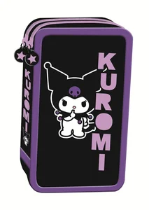 Piórnik 2-komorowy z wyposażeniem Kuromi Black