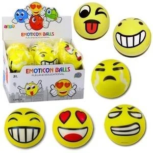 Piłka do odbijania Emotka żółta 10cm MIX