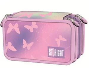 Piórnik 3 komorowy z wyposażeniem Pink Butterflies