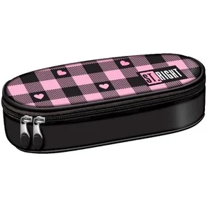 Piórnik saszetka usztywniona z wewnętrzną klapką Pink Checkered