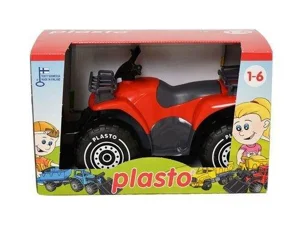 Quad z pługiem w pudełku 30 cm, czerwony PLASTO Quad z pługiem w pudełku 30 cm, czerwony PLASTO