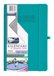 Kalendarz 2026 12 m-cy. Hip hop A5 tygodniowy turkusowy Kalendarz 2026 12 m-cy. Hip hop A5 tygodniowy turkusowy