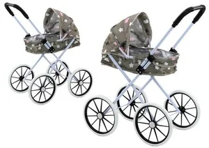 Wózek dla lalek duże koła szary 60cm