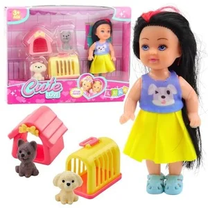 Laleczka mini w sukience z pieskiem Laleczka mini w sukience z pieskiem