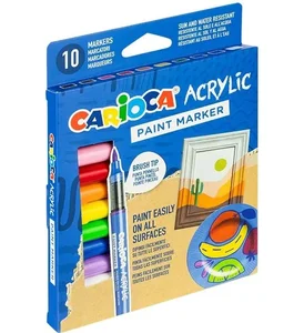Carioca, Markery akrylowe z pędzelkiem, 10 kol. (45281) Carioca, Markery akrylowe z pędzelkiem, 10 kol. (45281)