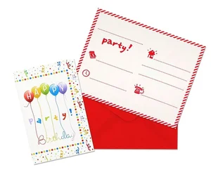 Zaproszenia z kopertami Happy Birthday 6szt Zaproszenia z kopertami Happy Birthday 6szt