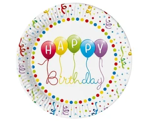 Talerzyki papierowe Happy Birthday 23cm 8szt