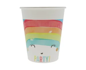 Kubeczki papierowe Rainbow Party 200ml 8szt