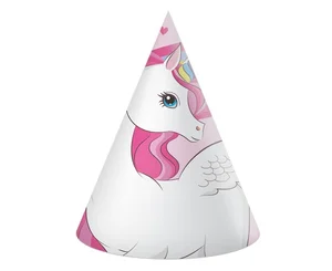 Czapeczki papierowe Unicorn Rainbow Colors 6szt