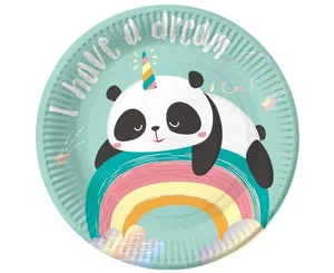 Talerzyki papierowe Rozmarzona Panda 18cm 6szt