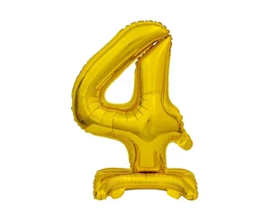 Balon foliowy B&C cyfra stojąca 4 złota 38cm Balon foliowy B&C cyfra stojąca 4 złota 38cm