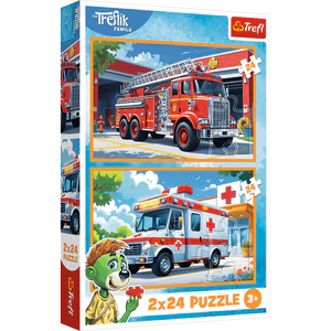 Puzzle 2x24 Wóz strażacki i karetka TREFL