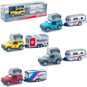 Auto terenowe metalowe z przyczepą MIX Auto terenowe metalowe z przyczepą MIX