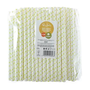 Słomki papierowe shake 8mm żółte 144szt Słomki papierowe shake 8mm żółte 144szt