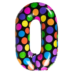 Balon foliowy cyferka 0 w kropki Balon foliowy cyferka 0 w kropki