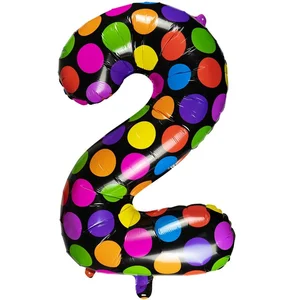 Balon foliowy cyferka 2 w kropki Balon foliowy cyferka 2 w kropki