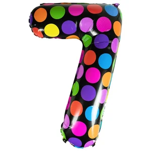 Balon foliowy cyferka 7 w kropki Balon foliowy cyferka 7 w kropki