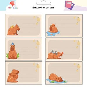 Naklejki na szafkę i zeszyt Kapibara 2