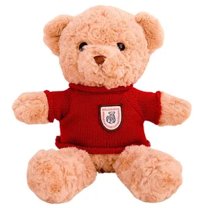 Maskotka Miś beżowy czerwony sweterek 40cm