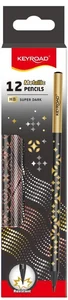 Ołówek Metallic okrągły czarne drewno 12szt