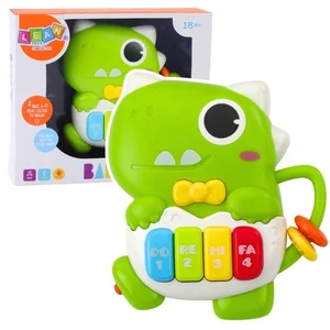 Mini pianinko Dinozaur zielony światło dźwięk