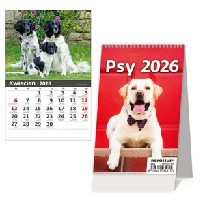 Kalendarz 2026 biurkowy pionowy Psy