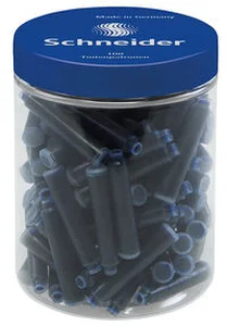 Naboje do piór Schneider, plastikowy słoik, 100 szt., niebieski Naboje do piór Schneider, plastikowy słoik, 100 szt., niebieski