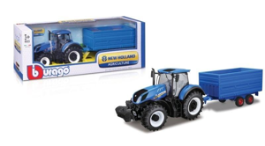 BBURAGO TRACTOR NEW HOLLAND T7.315 Z PRZYCZEPĄ NA SIANO 1:32