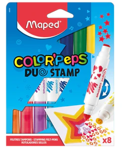 Flamastry dwustronne z pieczątkami Maped 8 kolorów 846808