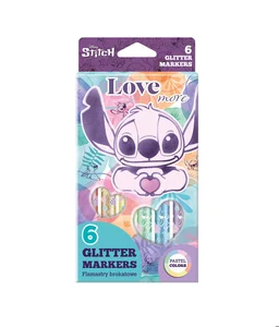Flamastry brokatowe Disney Fashion Stitch pastel 6 kolorów Flamastry brokatowe Disney Fashion Stitch pastel 6 kolorów