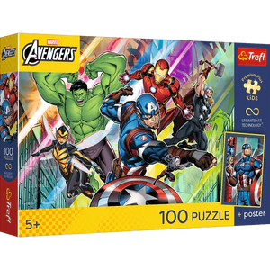Puzzle 100 Marvel Potęga i moc + plakat