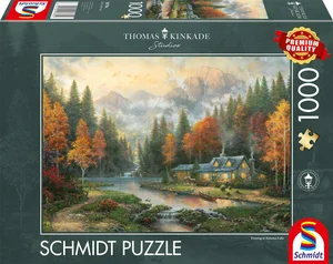 Puzzle 1000 PQ T.Kinkade Jesienny wieczór nad jeziorem 113996